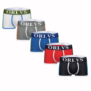 [5 piezas] orlvs ins estilo transpirable modal logo sexy hombres ropa interior boxer shorts rayas algodón (5) or101