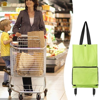 Carrito de compras portátil con ruedas plegable carro Rolling bolsa de comestibles (5)