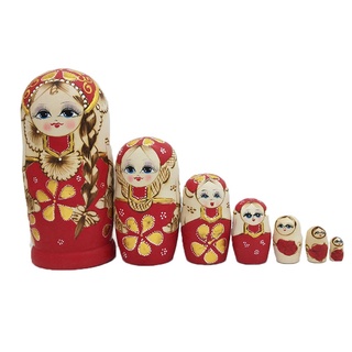 SA 7pcs Russian Nesting Dolls Wooden Matryoshka Toys for Children Kids Christmas Home Room Decoration
