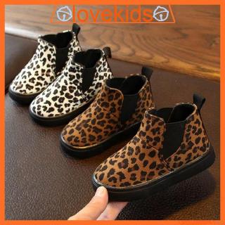 LOK0491 botas de niños leopardo impreso dedo del pie redondo niñas botas de tobillo cómodo envío rápido