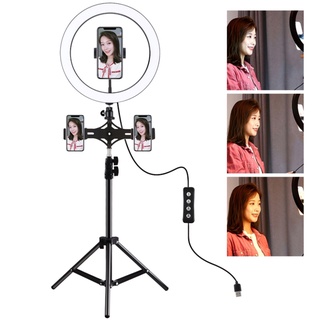 puluz pkt3057b 11.8 pulgadas 30 cm led anillo de luz para vlogging video transmisión en vivo de tres niveles de ajuste de luz de relleno con trípode de 110 cm con soporte de teléfono dual
