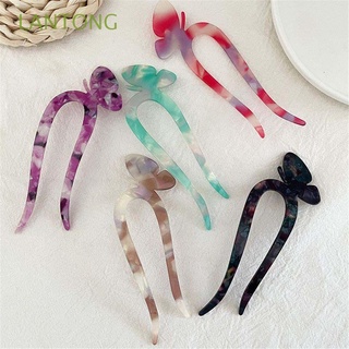 Lantong tinta patrón de resina Clip de pelo Headwear accesorios para el cabello acetato mariposa palos de pelo en forma de U horquilla