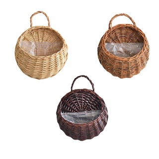 Jarrón de ratán cesta hecha a mano nido de mimbre maceta ecológica colgante jarrón contenedor cesta de almacenamiento decoración del hogar (7)