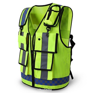 Ajustable protector ciclismo de alta visibilidad de trabajo Multi bolsillo con tiras reflectantes chaleco de seguridad