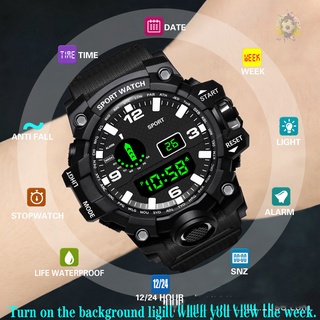 9.9 reloj Digital LED de negocios para hombres que brillan en la oscuridad reloj deportivo de pulsera con esfera redonda impermeable