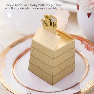 50pcs/Lot Cute Baby Shower Favor Cartoon Honey Bee Paper Candy Box Adorable Kids Birthday Party Decor Newborn Baby Gifts Decoration