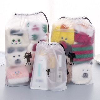 Lindo gato bolsa de almacenamiento de viaje con cordón de bolsillo organizador de cosméticos bolsa de embalaje Kit