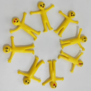 Muñeca amarilla suave creativa de expresión sonriente se puede estirar en medio pliegue decoración de oficina juguete de ventilación (5)