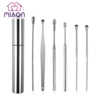 Miaon 6 pzs/juego de recogedores de cera de acero inoxidable/removedor de cera para orejas/herramienta limpia