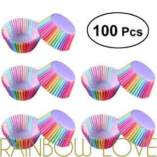 100 pzs Forma/cupcakes/cupcakes/Muffin arcoíris de Papel para fiesta de boda (1)