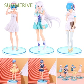 SUMMERIVE Hermoso Ram Figura Modelo De Colección Juguetes Para Anime Re Zero Rem PVC En Enfermera Vestido De Juguete Figuras Conjunto Encantador Halter