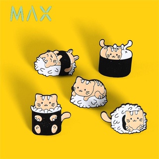 MAX Kid Enamel Pins Bag Lapel Badge Teacup Cat Friends Jewelry Gift Cartoon Blanket Cat Cat Sushi Rice Ball Brooch