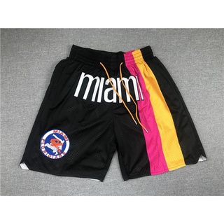 nuevo listo stock nba miami heat negro miami grande bordado logotipo just don temporada regular pantalones cortos
