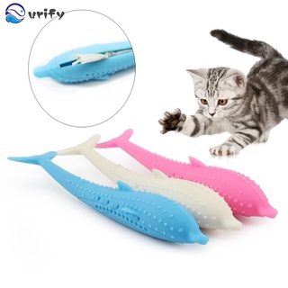 urify interactivo gato cepillo de dientes suave dental juguetes menta pescado gato juguete limpio dientes silicona masticar catnip mascotas suministros/multicolor