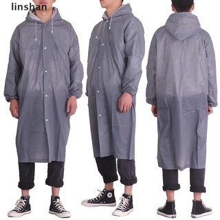 [linshan] impermeable chaqueta de lluvia poncho capa transparente capucha botones protección contra lluvia [caliente]