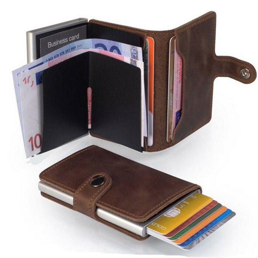 slim pop up titular de la tarjeta de crédito de cuero pu anti escaneo de metal cartera bolsillo (3)