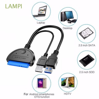 LAMPI Dual USB Cable Line Adapter Practical Easy Drive Line SATA Cables Single USB HDD SSD for 2.5"/3.5" HDD Hard Disk Drive USB 3.0 to SATA Durable Adapter Drive Cord