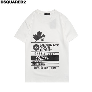 Dsquare-D nueva pareja letra impresión manga corta cuello redondo camiseta hombres y mujeres mismo estilo