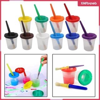 10 tazas de pintura a prueba de derrames, tazas de pintura con tapas para niños, juguetes de pintura (5)