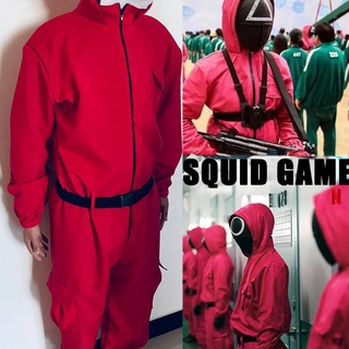 Squid juego Cosplay de una pieza de manga larga con capucha mono traje conjunto de chaqueta redonda seis Netflix uniforme traje de Halloween