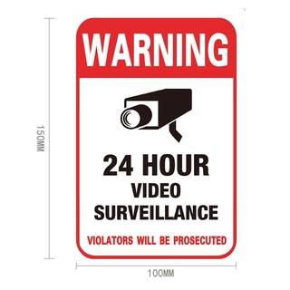 Huiyang 10 pzs práctico Monitor De vigilancia De video De 24 Horas calcomanías De advertencia/Multicolor (2)