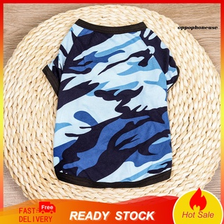 Oppo_pet camiseta de impresión de camuflaje transpirable delgada perro moda camiseta para el verano