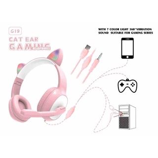 Nuevos audífonos con cable y micrófono RGB/Flash/Flash/orejas de gato/micrófonos/diadema/regalo de niña/niña/rosa01 (7)