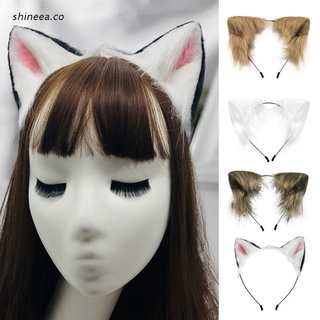 shin hecho a mano simulación kitty orejas diadema mascarada multicolor peludo animal pelo aro anime lolita cosplay disfraz accesorios de pelo para halloween