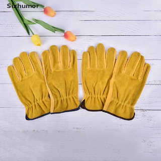 [sixhumor]guantes de jardinería resistentes a espinas de cuero a prueba de agua