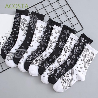 ACOSTA Cool Paisley Flower Socks Comfortable Korean Style Socks Middle Tube Socks Fashion Male Cotton Harajuku Sports Hip Hop Women Hosiery/Multicolor
