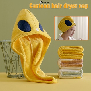 Cartoon Hair Towel Wrap Turban Microfiber Drying Bath Shower Head Towel with Buttons Quick Dry Hat Wrapped Bath Cap