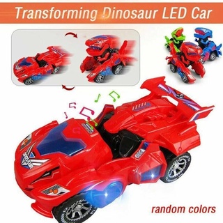 Dinosaurio carro juguete automáticamente deformar evitar obstáculos ritmo música Led faros delanteros coches juguete eléctrico regalos