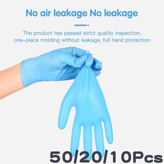 50/20/10 guantes desechables de látex de nitrilo de mano azul sin látex sin polvo guantes de calidad alimentaria