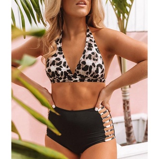 tsl traje de baño de leopardo de dos piezas para mujer/ropa de playa sexy/bikini
