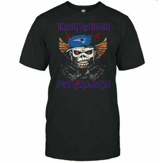 Iron Maiden Skull New England Patriots Camiseta S-5Xl 100 % Algodón Negro Tendencia Caliente