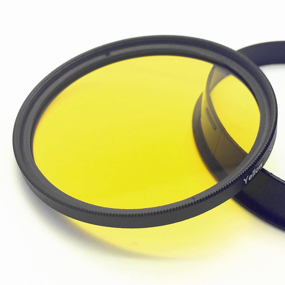 Filtro de lente de Color amarillo completo para lentes de cámara Canon Nikon Pentax 37 46 49 52 55 58 62 67 72 77 82 mm