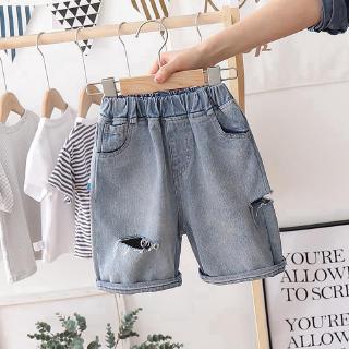 pantalones cortos de mezclilla de los chicos de verano de cinco puntos agujero pantalones vaqueros (1)
