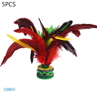 owen 5pcs plumas coloridas kick volante chino jianzi pie deportes al aire libre juego de juguete