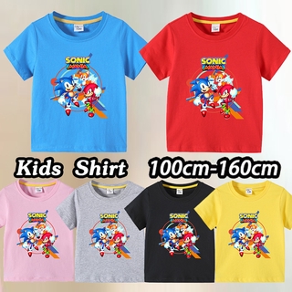 100% algodón niños verano nuevo estilo Casual camiseta de dibujos animados sonic impreso Tops para niños y niñas