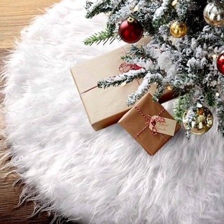 90 cm feliz árbol de navidad alfombra blanca de felpa de piel sintética árbol de navidad adorno de año nuevo decoración del hogar árbol falda inferior regalos recomendar