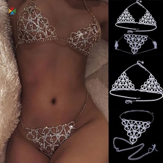 Crystal body Cadena Bikini Conjunto De Diamantes De Imitación Sujetador Playa Traje Ropa Interior Accesorios De Joyería Para Mujeres Y Niñas kpXi dssH YE8G