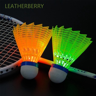 LEATHERBERRY Plastic Luminous Badminton Night Training Ball LED Badminton 4Pcs Colorful Outdoor Light Up Lighting Balls Sports Shuttlecocks/Multicolor