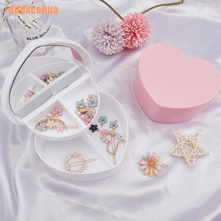 dddxcebua (@) ~ caja de joyería cosmética en forma de corazón, collar de almacenamiento, caja de tiara, espejo