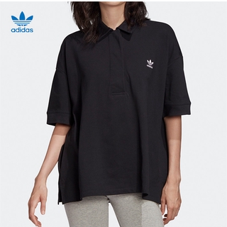 Camisa Polo para mujer con estampado Adidas Clover cómoda transpirable Manga corta Fm2619 Fm2616