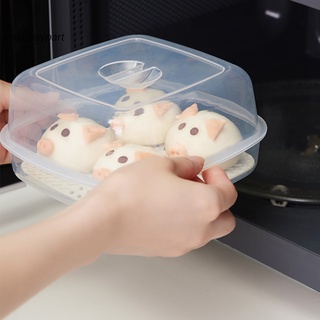 hppycj_Non-stick PP Buns Steamer with Lid Hexagon Steaming Hole Microwave Steamer Kitchen Tool