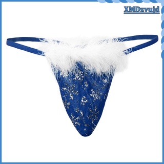 hombres navidad copo de nieve ropa interior bikini calzoncillos g-string tangas azul oscuro