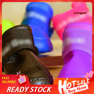 cw_4pcs zapatos para mascotas perro impermeable botas de lluvia botines zapatos de goma colores caramelo (1)
