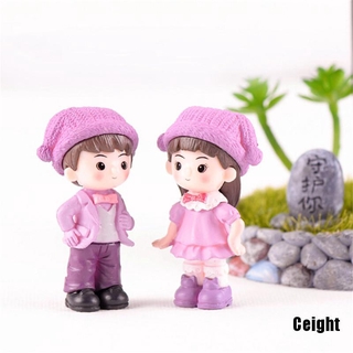 (Cei) pareja con sombrero de resina miniatura figura de hadas decoración de jardín Micro paisaje (8)