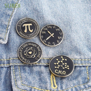 SUBEII Fashion Enamel Pin Art Denim Jackets Lapel Pin Letter Brooch Chemical Formula Cute Collar Accessories Jewelry Gift Alloy Jewelry Lapel Pin Badge