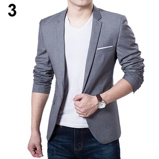 traje de botón slim blazer de color sólido para hombre (1)
